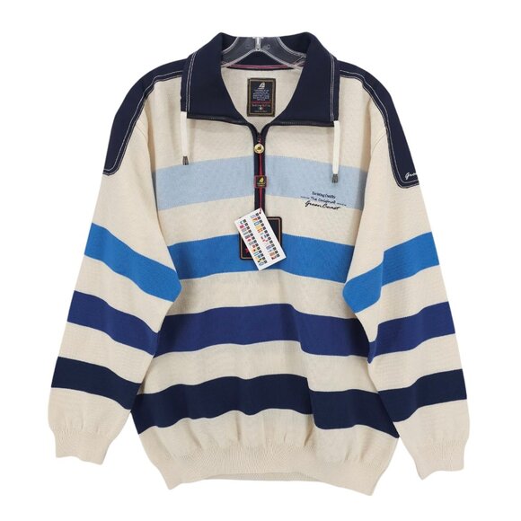 NWT GREEN COAST YACHTING Outfits 1/4 Zip Pullover Striped Nautical Size IT 54 - Picture 1 of 10